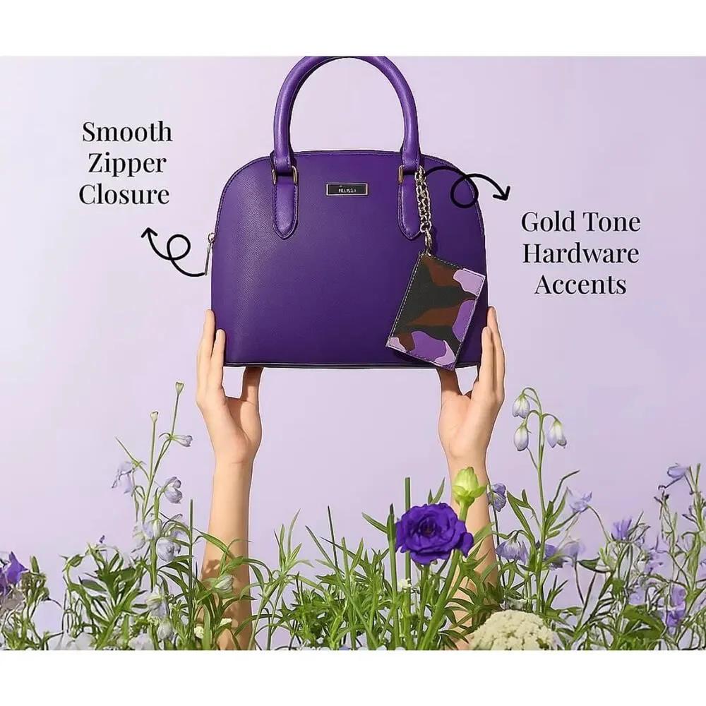 Trina Turk Purple Faux Leather Dome Crossbody Bag 11 x 5 x 9